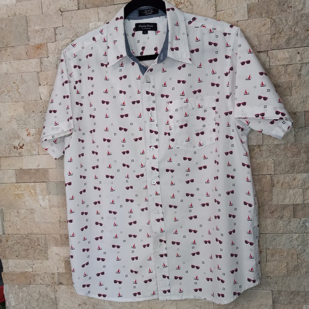 88 Sunglasses & Boats Button Down White Shirts